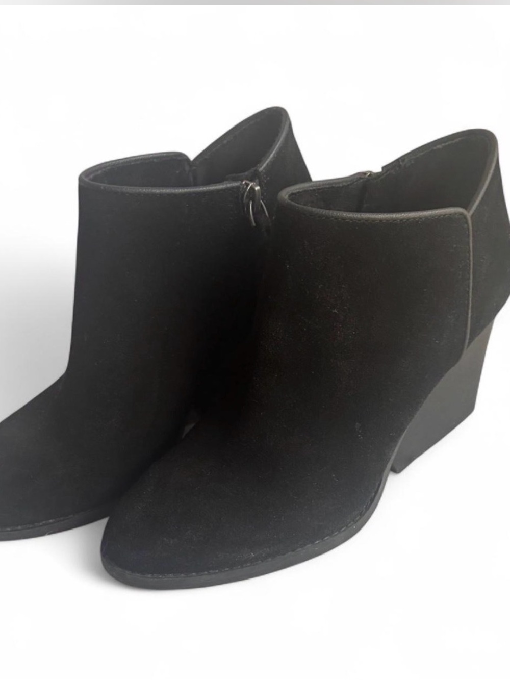 Toms Hadley Wedge Black Ankle Boots Size 7